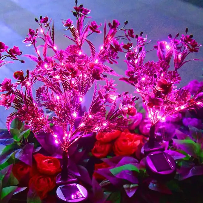 Garden Solar Lights Outdoor 14 LED Phalaenopsis Solar Flowers Lights Waterproof IP65 Solar Stake Lights Pathway Garden Decor