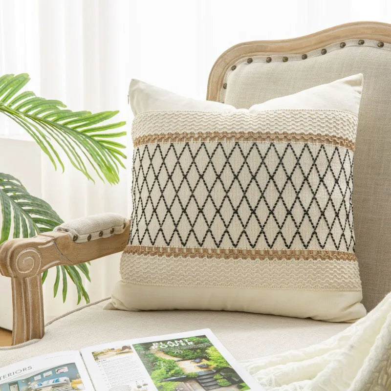 Bohemian Linen Pillow Covers Pillow Cushion Cases for Sofa Office Bed Home Textured Throw Decor Trendy Boho Chic Pillowcase