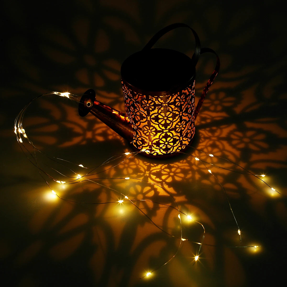 Solar Lanterns Watering CanOutdoor Watering Can Water Lawn Light 36LED Kettle String Light Iron Retro Garden Landscape Lights