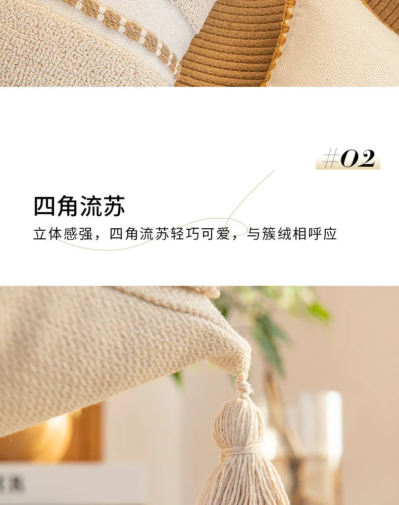 45x45cm Bohemian Plush Throw Pillow Cover Romantic Sunshine Sofa Cushion Waist Cover Geometric Tassel Homestay Style Pillowcase