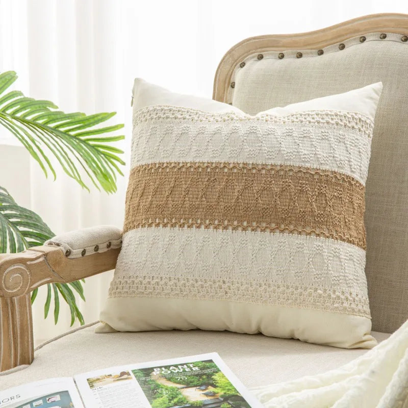 Bohemian Linen Pillow Covers Pillow Cushion Cases for Sofa Office Bed Home Textured Throw Decor Trendy Boho Chic Pillowcase