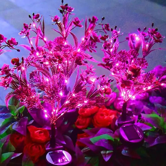 Garden Solar Lights Outdoor 14 LED Phalaenopsis Solar Flowers Lights Waterproof IP65 Solar Stake Lights Pathway Garden Decor