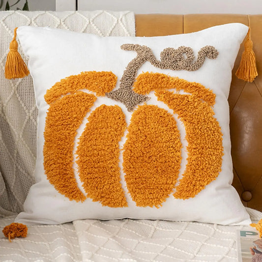 Pillow Covers Halloween Decoration Throw Pillow Cover Pumpkin Ghost Plush Autumn Thanksgiving Harvest Home Sofa Decoration