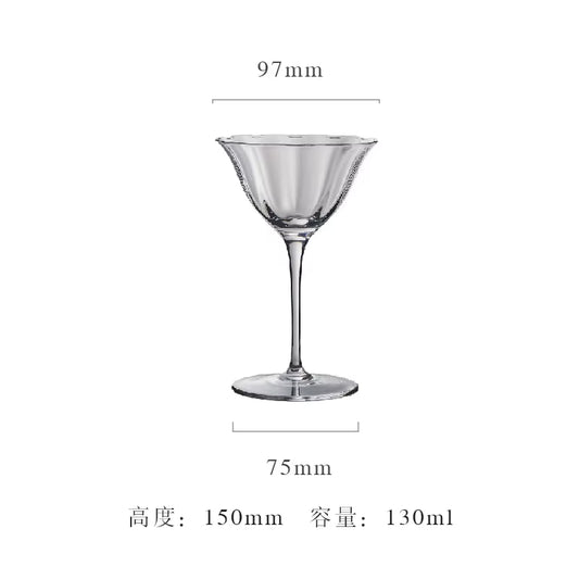 Luxury Retro Crystal Wine Glasses Light Vertical Stripes Flower Design Pink Green Champagne Flute Goblet for Cocktail Martini