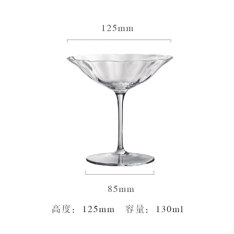 Luxury Retro Crystal Wine Glasses Light Vertical Stripes Flower Design Pink Green Champagne Flute Goblet for Cocktail Martini