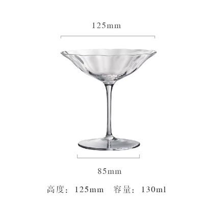 Luxury Retro Crystal Wine Glasses Light Vertical Stripes Flower Design Pink Green Champagne Flute Goblet for Cocktail Martini