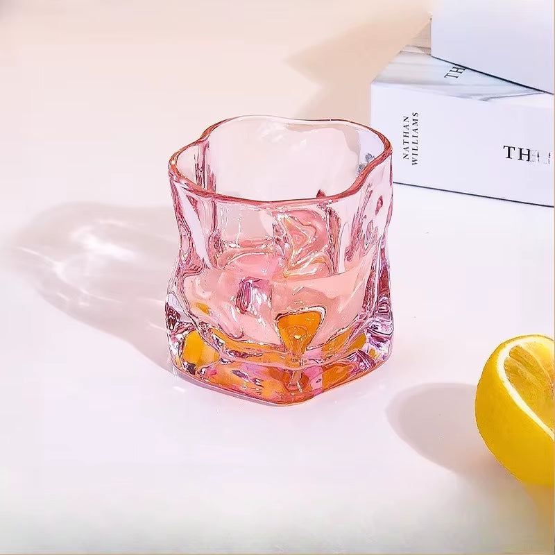 Butterfly Transparent Whiskey Twisted Glass Cup,High Beauty Water Cup Beer Glass Household Juice Glasses Cold Drink Glassware