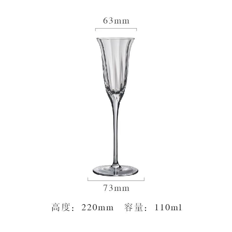 Luxury Retro Crystal Wine Glasses Light Vertical Stripes Flower Design Pink Green Champagne Flute Goblet for Cocktail Martini