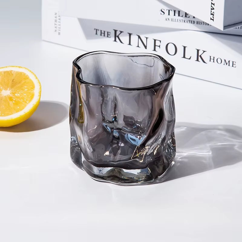 Butterfly Transparent Whiskey Twisted Glass Cup,High Beauty Water Cup Beer Glass Household Juice Glasses Cold Drink Glassware