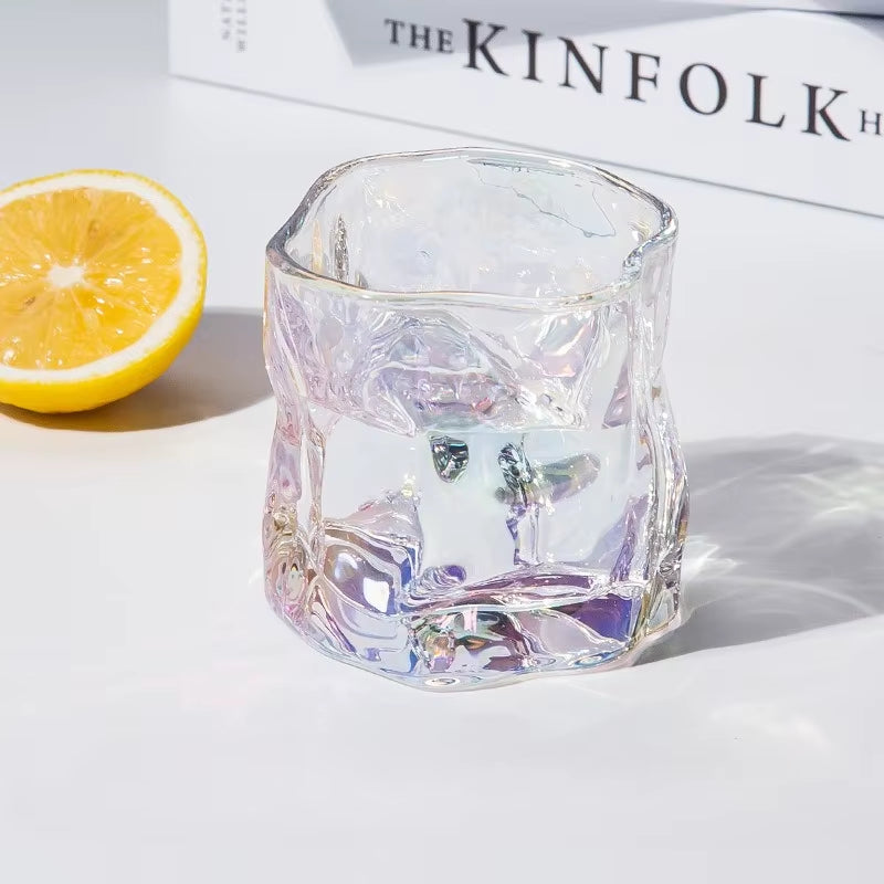 Butterfly Transparent Whiskey Twisted Glass Cup,High Beauty Water Cup Beer Glass Household Juice Glasses Cold Drink Glassware