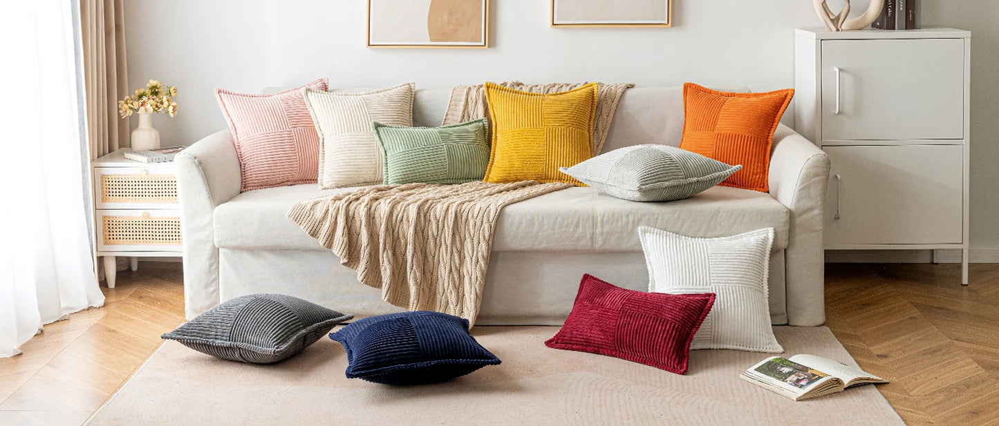 Boho Striped Pillow Covers Decorative Cushion for Sofa Living Room Bed White Throw Cover Polyester Pillowcases for Pillows 45x45