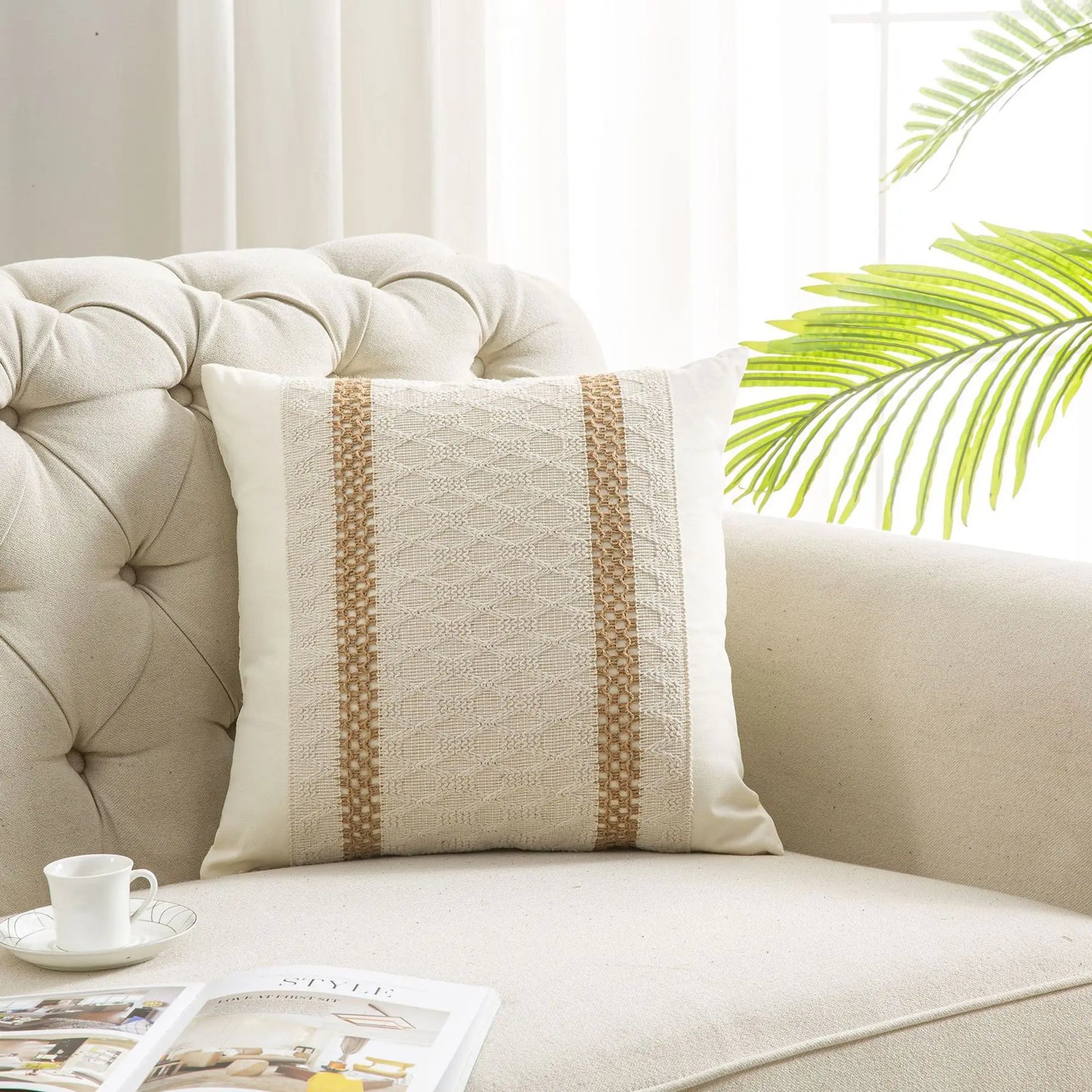 Bohemian Linen Pillow Covers Pillow Cushion Cases for Sofa Office Bed Home Textured Throw Decor Trendy Boho Chic Pillowcase
