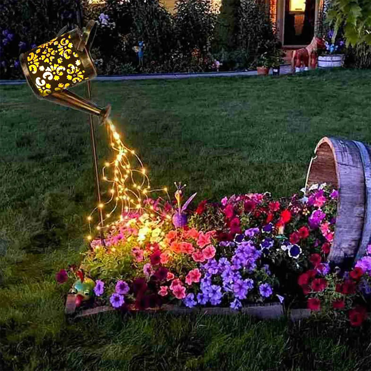 Solar Lanterns Watering CanOutdoor Watering Can Water Lawn Light 36LED Kettle String Light Iron Retro Garden Landscape Lights