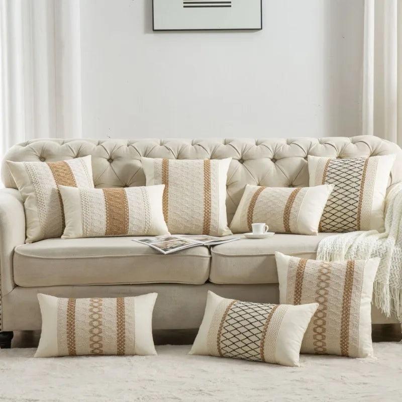 Bohemian Linen Pillow Covers Pillow Cushion Cases for Sofa Office Bed Home Textured Throw Decor Trendy Boho Chic Pillowcase