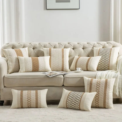 Bohemian Linen Pillow Covers Pillow Cushion Cases for Sofa Office Bed Home Textured Throw Decor Trendy Boho Chic Pillowcase