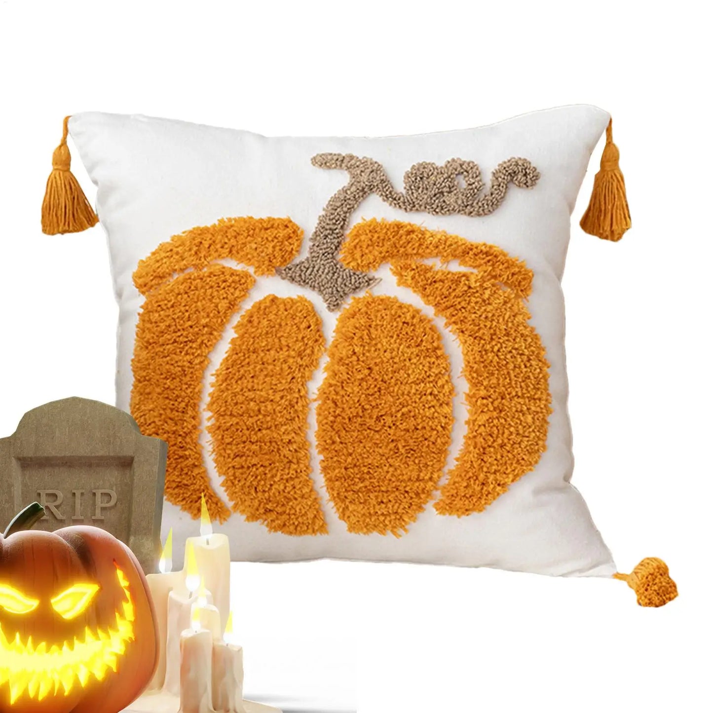 Pillow Covers Halloween Decoration Throw Pillow Cover Pumpkin Ghost Plush Autumn Thanksgiving Harvest Home Sofa Decoration