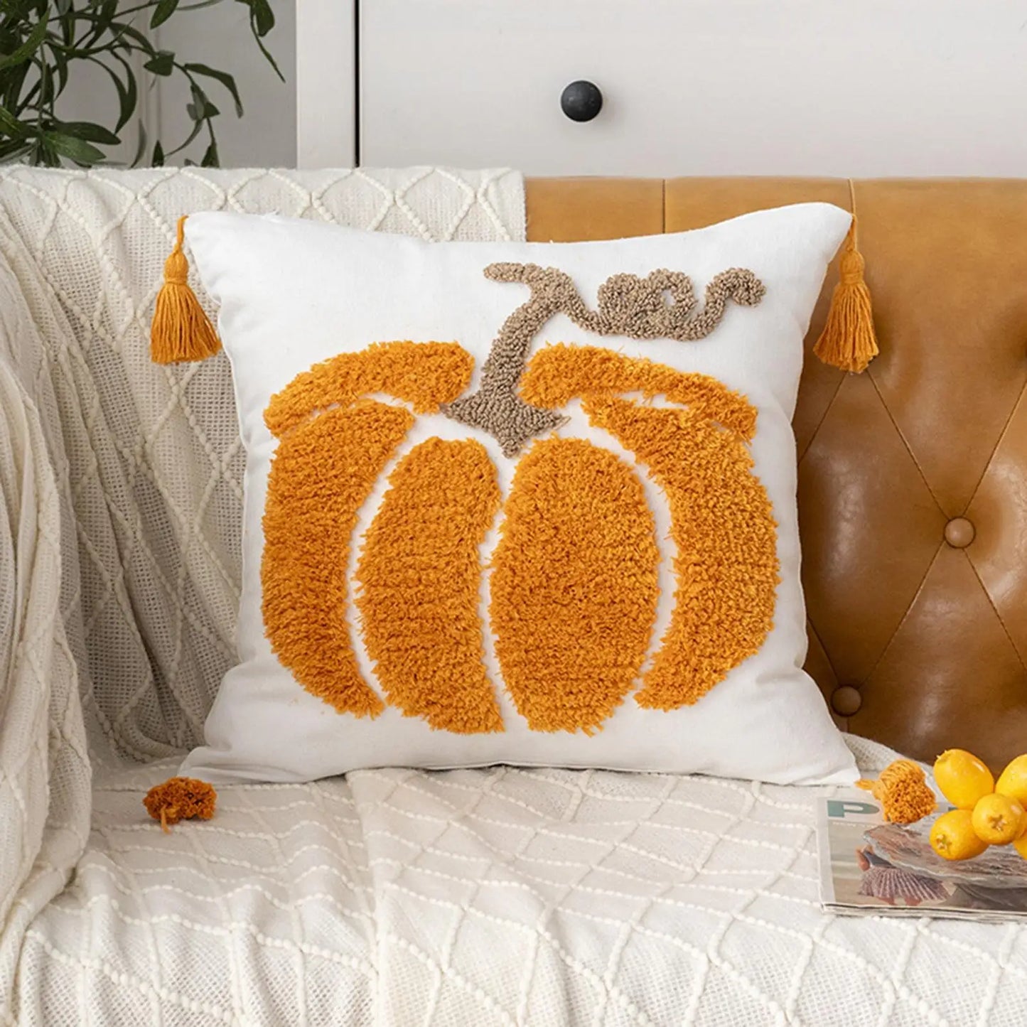 Pillow Covers Halloween Decoration Throw Pillow Cover Pumpkin Ghost Plush Autumn Thanksgiving Harvest Home Sofa Decoration