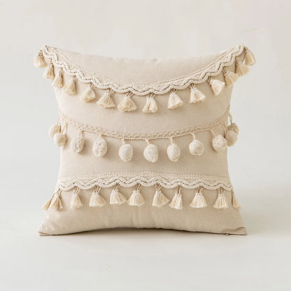 45x45cm Bohemian Plush Throw Pillow Cover Romantic Sunshine Sofa Cushion Waist Cover Geometric Tassel Homestay Style Pillowcase