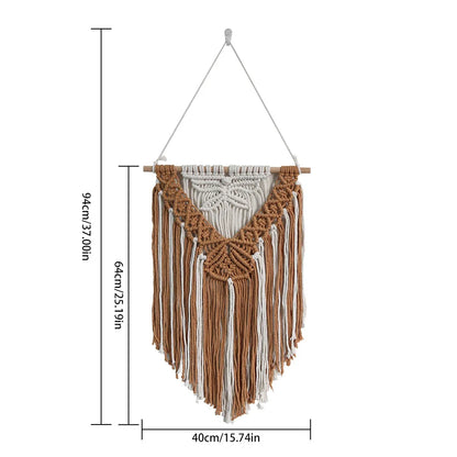 Macrame Wall Hanging Boho Art Wall Decor Wooden Bead Bedroom Nursery Apartment Home Decoration Gift for Girls Birthday Christmas