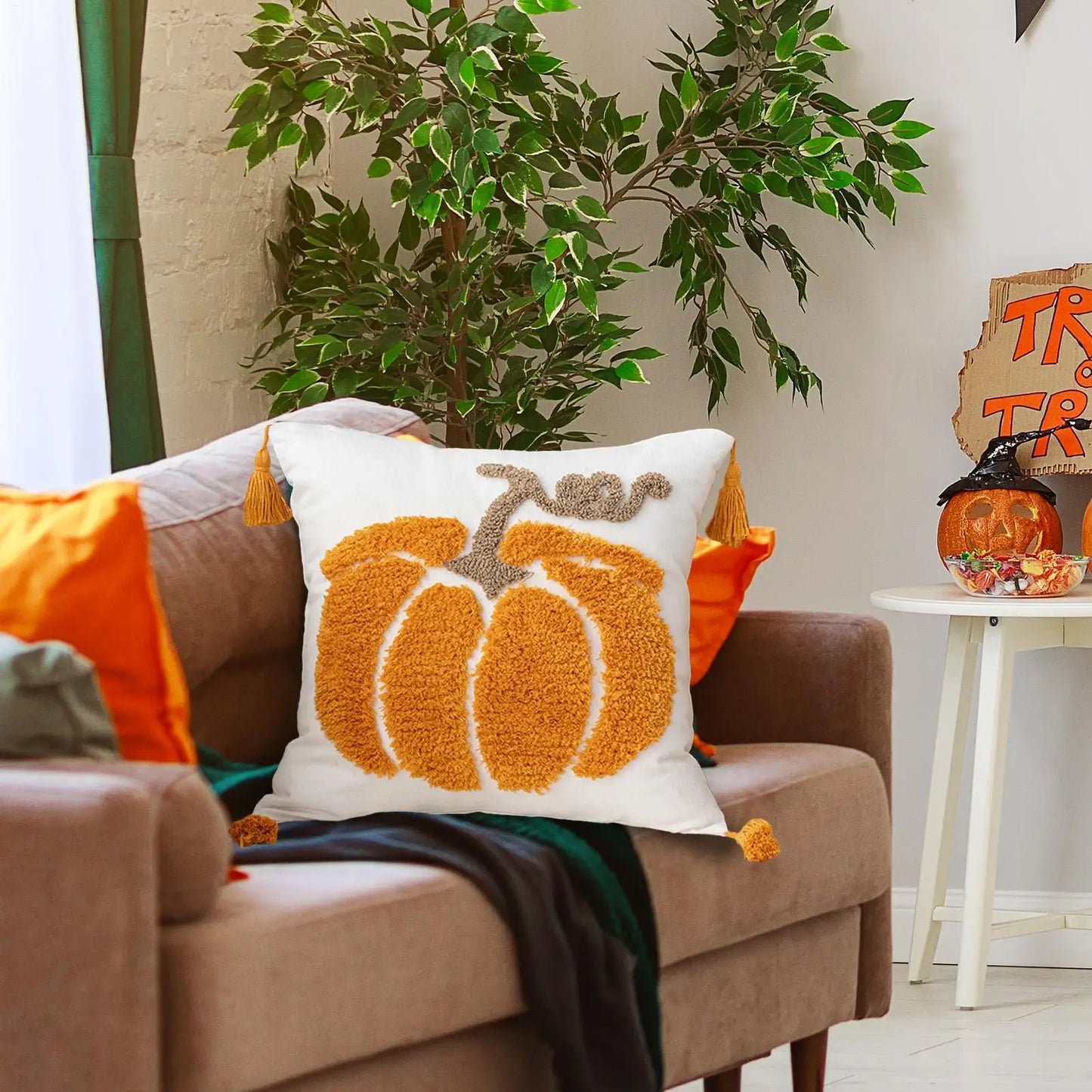 Pillow Covers Halloween Decoration Throw Pillow Cover Pumpkin Ghost Plush Autumn Thanksgiving Harvest Home Sofa Decoration