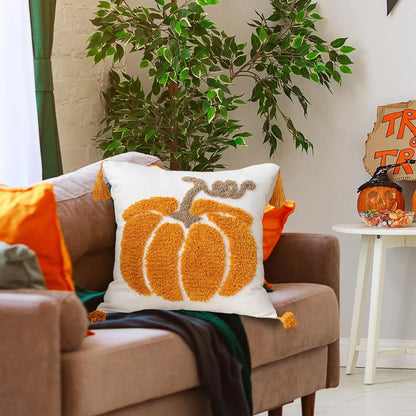 Pillow Covers Halloween Decoration Throw Pillow Cover Pumpkin Ghost Plush Autumn Thanksgiving Harvest Home Sofa Decoration