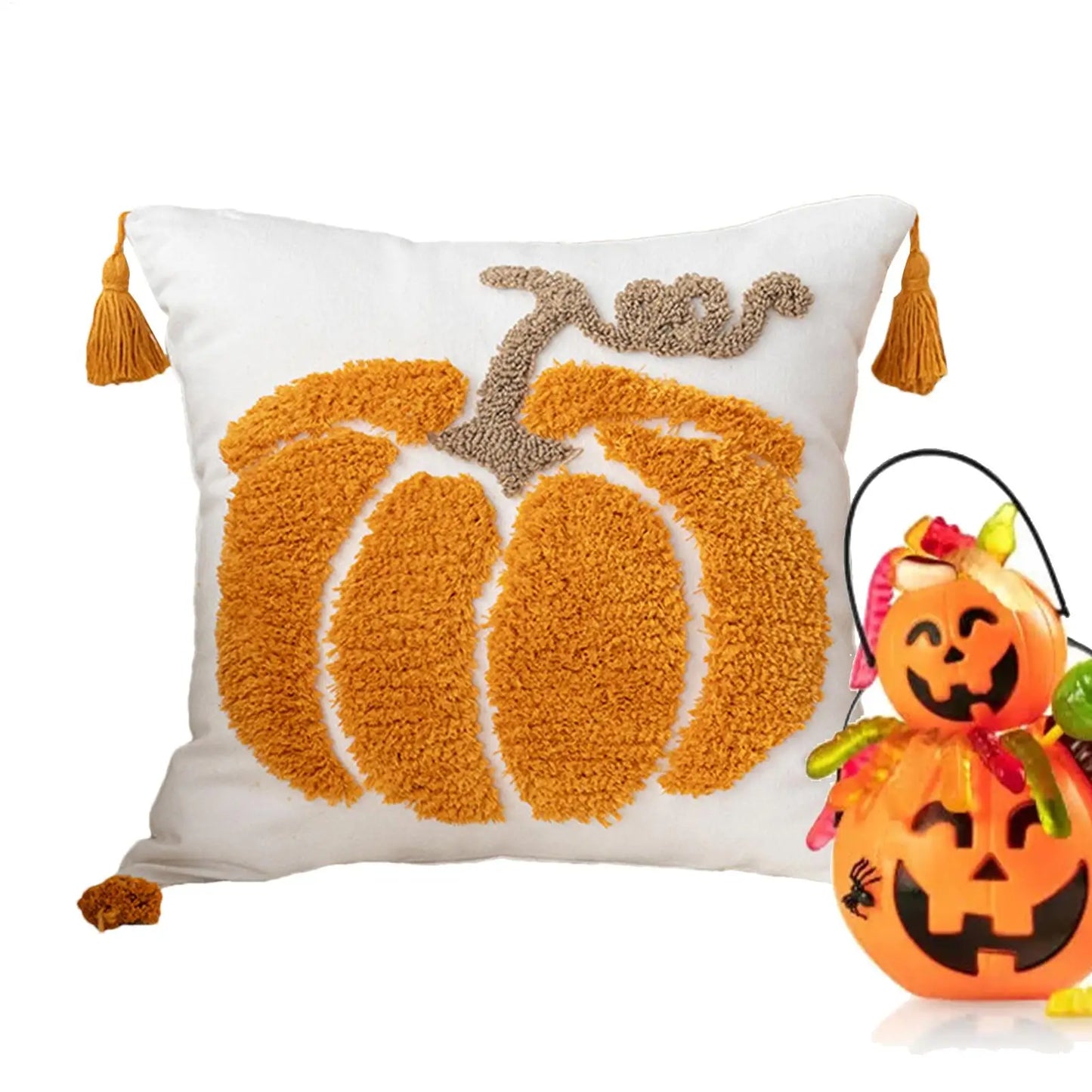 Pillow Covers Halloween Decoration Throw Pillow Cover Pumpkin Ghost Plush Autumn Thanksgiving Harvest Home Sofa Decoration