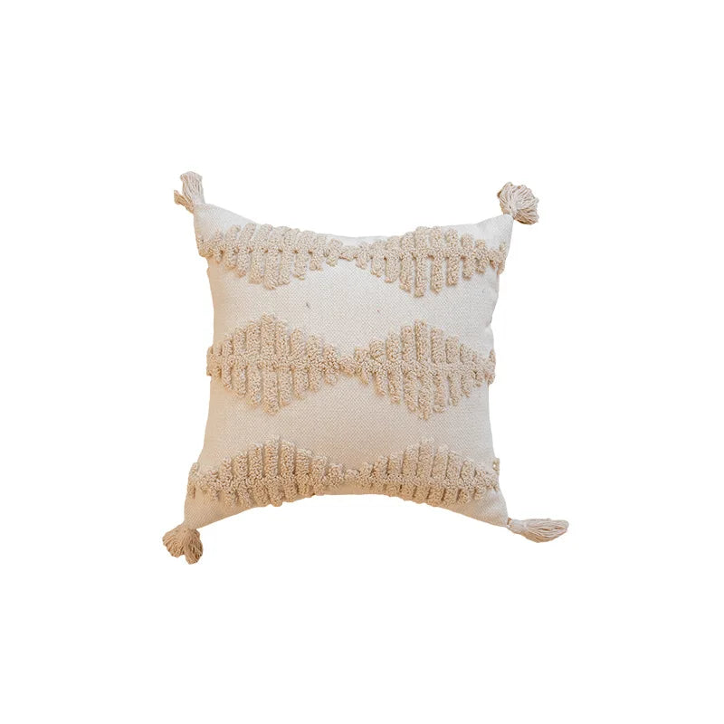 45x45cm Bohemian Plush Throw Pillow Cover Romantic Sunshine Sofa Cushion Waist Cover Geometric Tassel Homestay Style Pillowcase