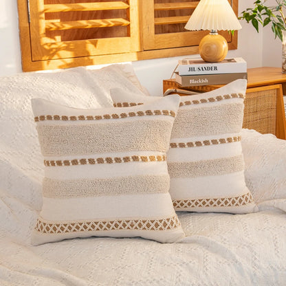 45x45cm Bohemian Plush Throw Pillow Cover Romantic Sunshine Sofa Cushion Waist Cover Geometric Tassel Homestay Style Pillowcase