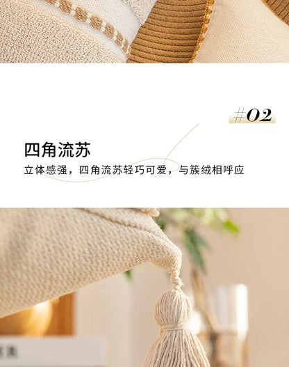 45x45cm Bohemian Plush Throw Pillow Cover Romantic Sunshine Sofa Cushion Waist Cover Geometric Tassel Homestay Style Pillowcase