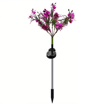 Garden Solar Lights Outdoor 14 LED Phalaenopsis Solar Flowers Lights Waterproof IP65 Solar Stake Lights Pathway Garden Decor