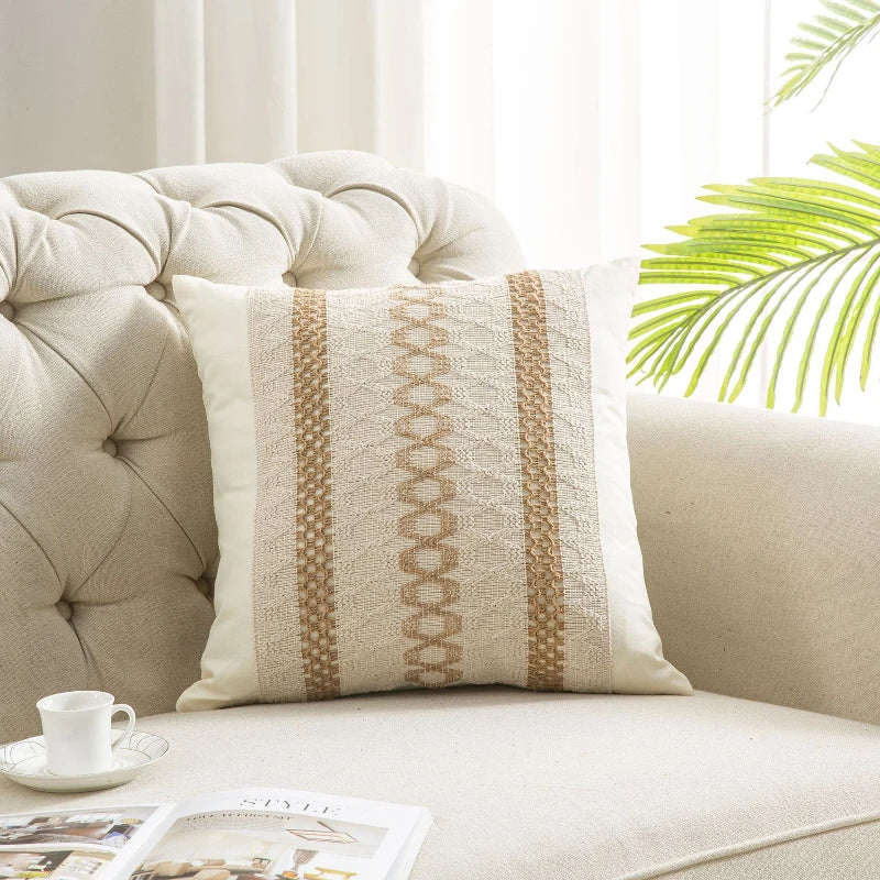 Bohemian Linen Pillow Covers Pillow Cushion Cases for Sofa Office Bed Home Textured Throw Decor Trendy Boho Chic Pillowcase