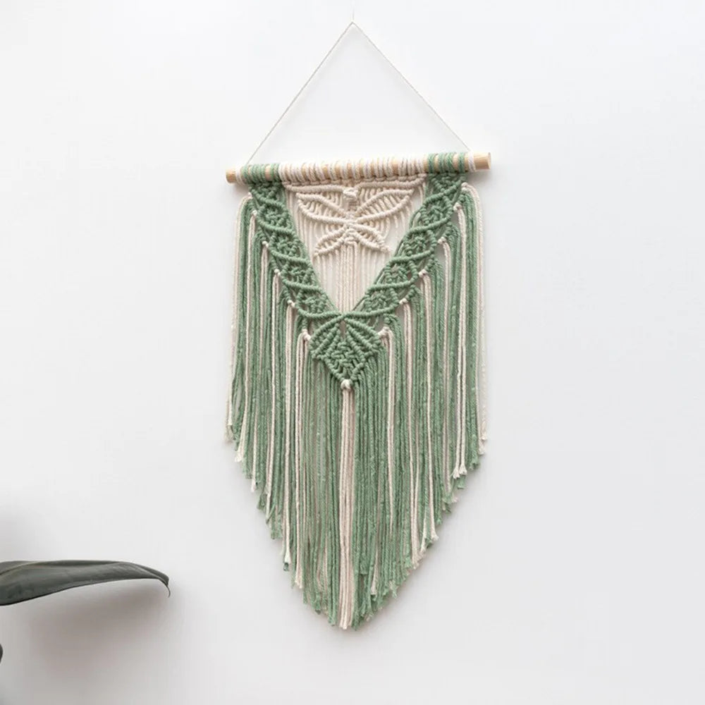 Macrame Wall Hanging Boho Art Wall Decor Wooden Bead Bedroom Nursery Apartment Home Decoration Gift for Girls Birthday Christmas