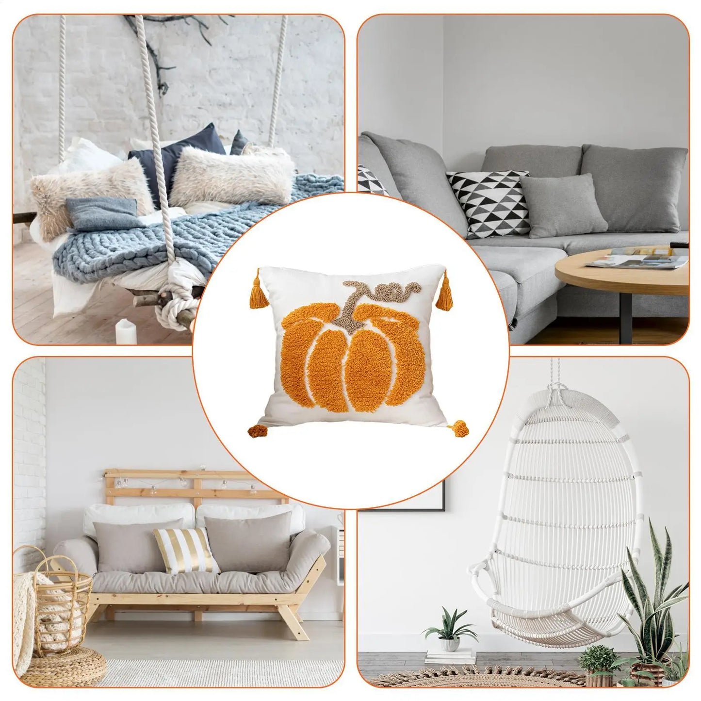 Pillow Covers Halloween Decoration Throw Pillow Cover Pumpkin Ghost Plush Autumn Thanksgiving Harvest Home Sofa Decoration