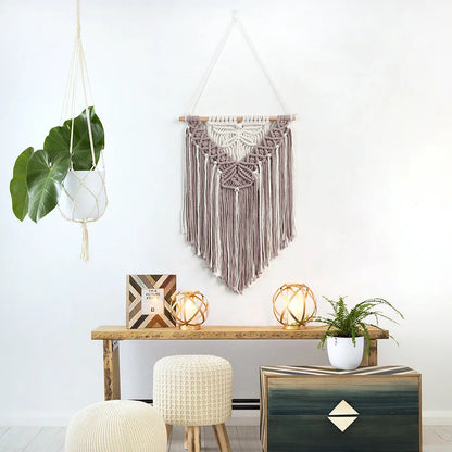 Macrame Wall Hanging Boho Art Wall Decor Wooden Bead Bedroom Nursery Apartment Home Decoration Gift for Girls Birthday Christmas