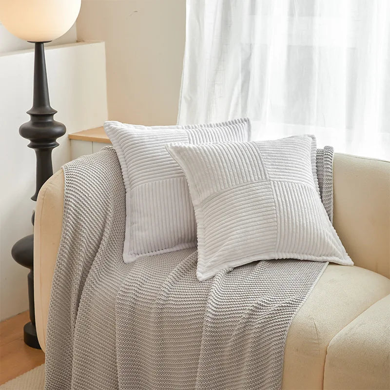 Boho Striped Pillow Covers Decorative Cushion for Sofa Living Room Bed White Throw Cover Polyester Pillowcases for Pillows 45x45
