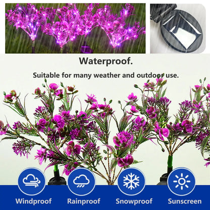 Garden Solar Lights Outdoor 14 LED Phalaenopsis Solar Flowers Lights Waterproof IP65 Solar Stake Lights Pathway Garden Decor