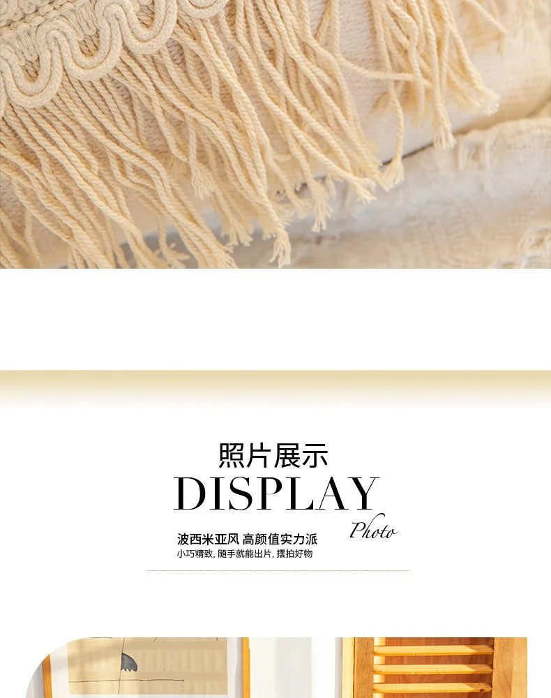 45x45cm Bohemian Plush Throw Pillow Cover Romantic Sunshine Sofa Cushion Waist Cover Geometric Tassel Homestay Style Pillowcase