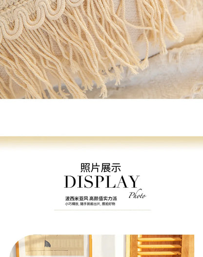 45x45cm Bohemian Plush Throw Pillow Cover Romantic Sunshine Sofa Cushion Waist Cover Geometric Tassel Homestay Style Pillowcase