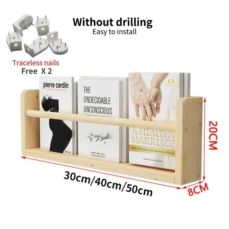 Wood Floating Shelves Wall Nursery Book Shelves Kids Bookshelf for Living Room Bedroom Decor Kitchen Spice Bathroom Storage Rack