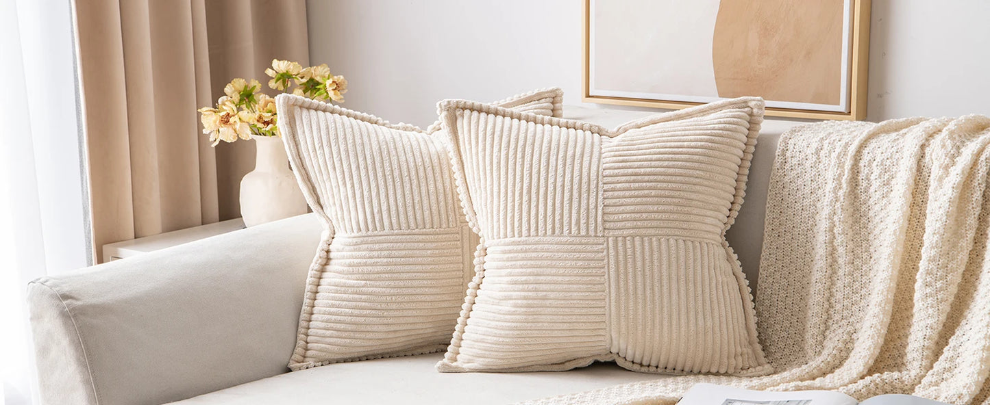 Boho Striped Pillow Covers Decorative Cushion for Sofa Living Room Bed White Throw Cover Polyester Pillowcases for Pillows 45x45