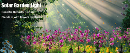 Garden Solar Lights Outdoor 14 LED Phalaenopsis Solar Flowers Lights Waterproof IP65 Solar Stake Lights Pathway Garden Decor