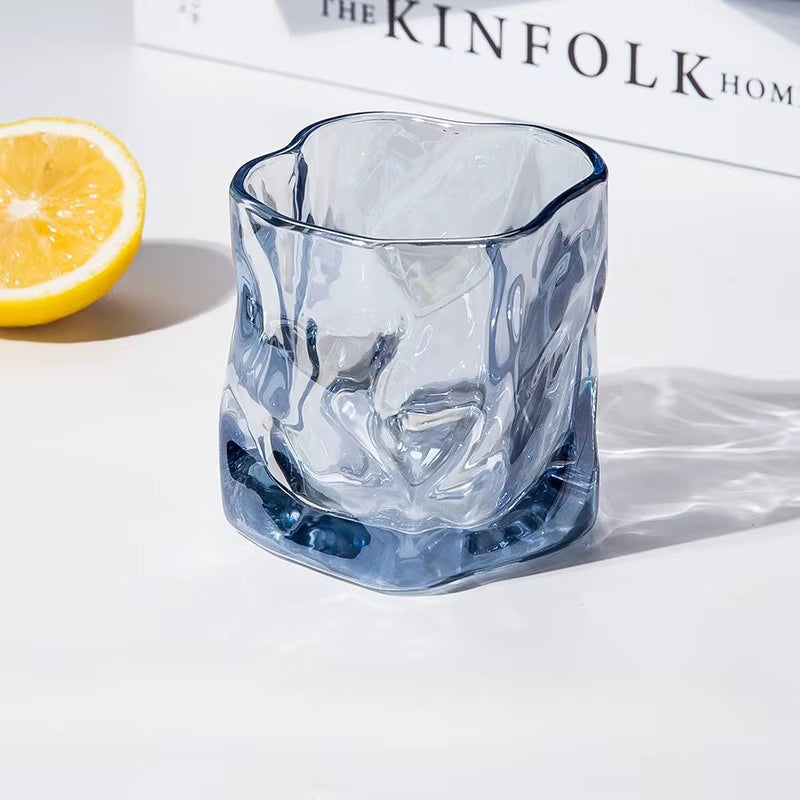 Butterfly Transparent Whiskey Twisted Glass Cup,High Beauty Water Cup Beer Glass Household Juice Glasses Cold Drink Glassware