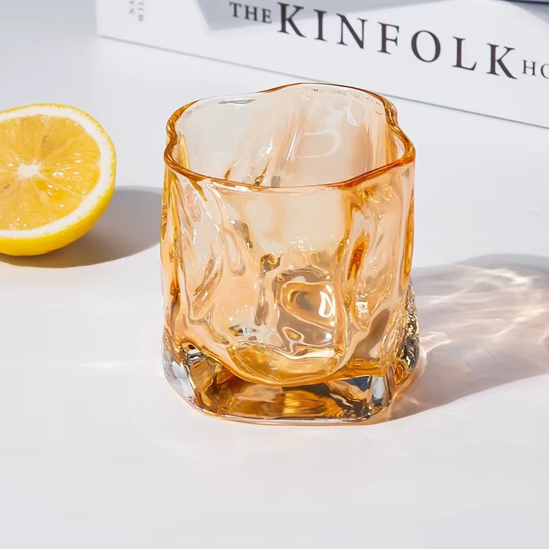 Butterfly Transparent Whiskey Twisted Glass Cup,High Beauty Water Cup Beer Glass Household Juice Glasses Cold Drink Glassware