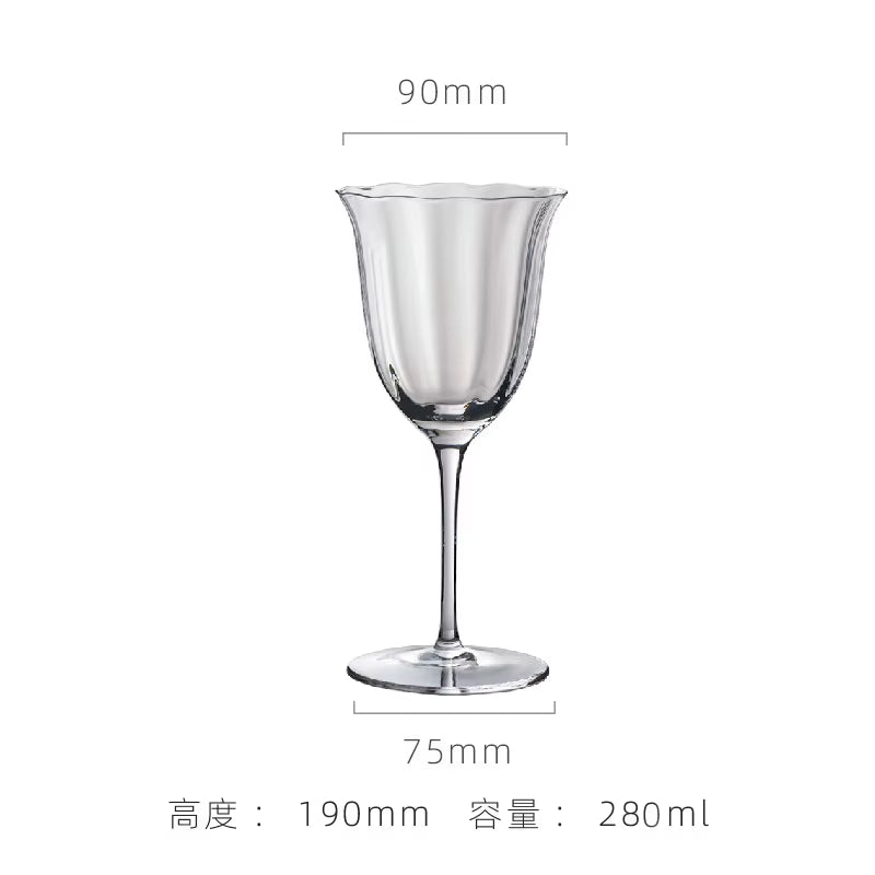 Luxury Retro Crystal Wine Glasses Light Vertical Stripes Flower Design Pink Green Champagne Flute Goblet for Cocktail Martini